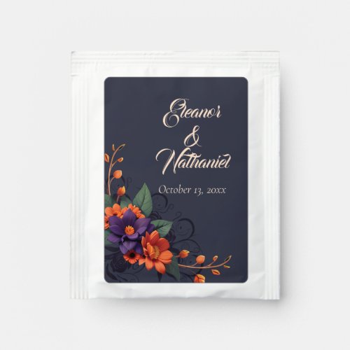 Elegant Gothic Floral Chic date Wedding  Tea Bag Drink Mix