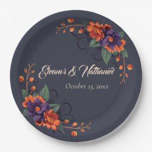 Elegant Gothic Floral Chic Wedding  Paper Plates