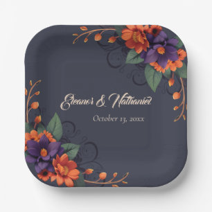 Elegant Gothic Floral Chic Wedding  Paper Plates