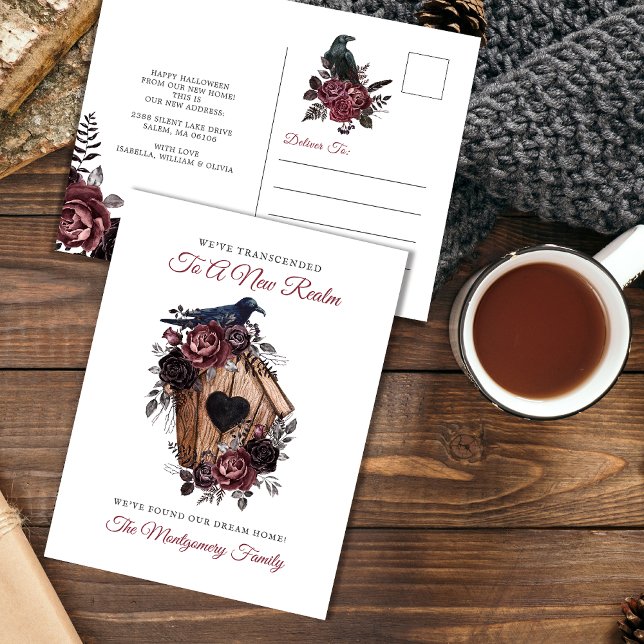 Elegant Gothic Floral Halloween New Home Moving  Holiday Postcard (Creator Uploaded)