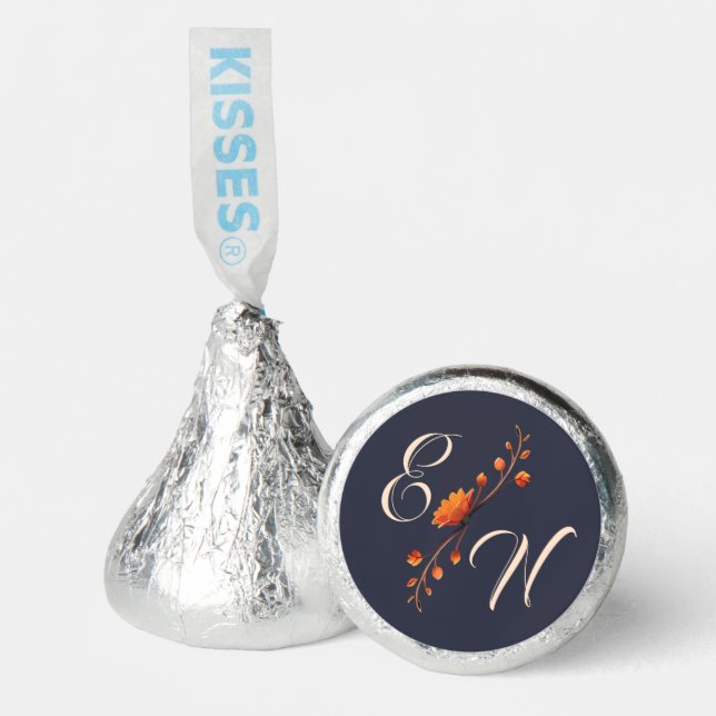 Elegant Gothic Floral Minimal Monogram Wedding  Hershey®'s Kisses® (Front)