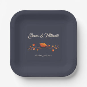 Elegant Gothic Floral Minimal Wedding  Paper Plates