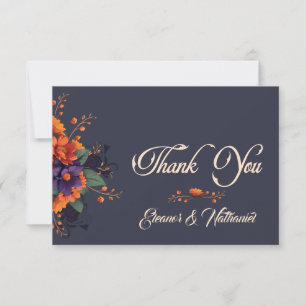 Elegant Gothic Floral Minimalist wedding Thank You Card