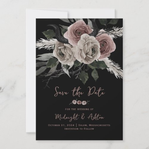 Elegant Gothic Floral Roses Save the Date