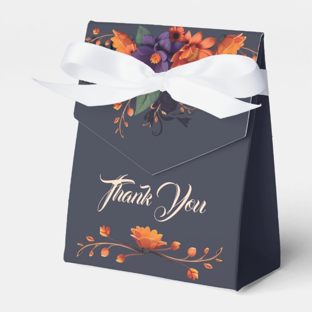 Elegant Gothic Floral Simple Thank You  Favor Box (Front Side)