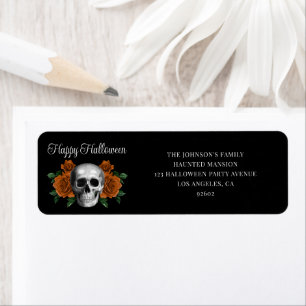 Elegant Gothic Floral Skull Halloween Address Label