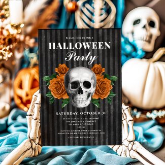 Elegant Gothic Floral Skull Halloween 