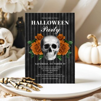 Elegant Gothic Floral Skull Halloween 