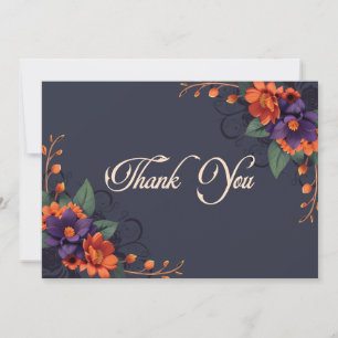 Elegant Gothic Floral Tradition Wedding Thank You