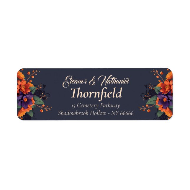 Elegant Gothic Floral Traditional wedding Address Label (Front)