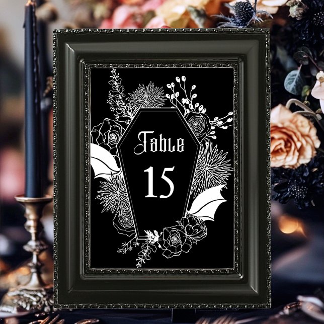 Elegant Gothic Floral Wedding Reception Black Table Number (Creator Uploaded)