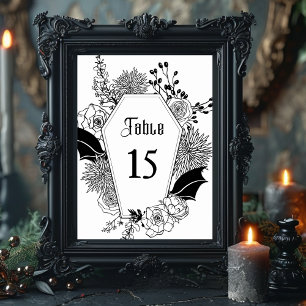 Elegant Gothic Floral Wedding Reception Table Number