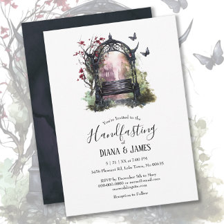 Elegant Gothic Garden Bench Floral Handfasting Invitation