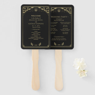 Elegant Gothic Gold Tarot Wedding Program Hand Fan