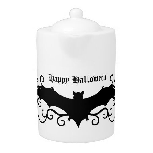 Elegant Gothic Halloween bat and swirls Teapot