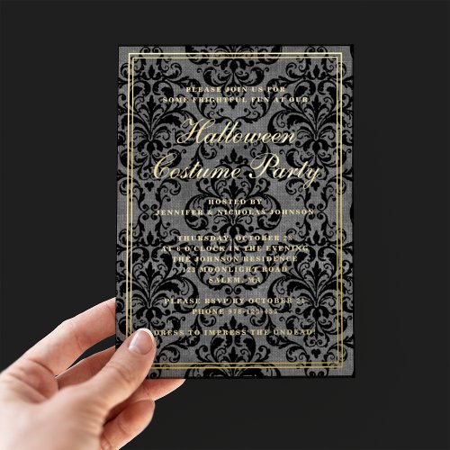 Elegant Gothic Halloween Costume Party  Foil Invitation