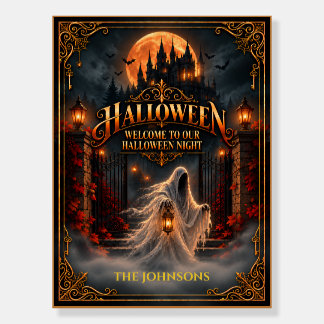 Elegant Gothic Halloween Ghost Welcome Sign