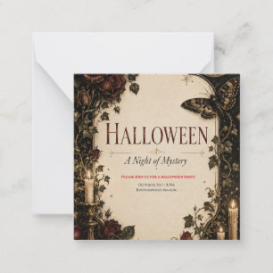 Elegant Gothic Halloween Party Celebration Note Card