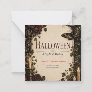 Elegant Gothic Halloween Party Celebration Note Card