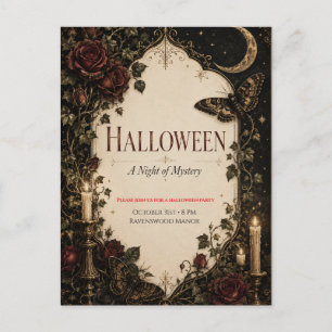 Elegant Gothic Halloween Party Celebration Postcard