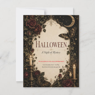Elegant Gothic Halloween Party Celebration RSVP Card