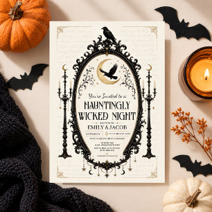 Elegant Gothic Halloween Party Raven Vintage Invitation