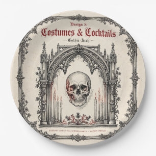 Elegant Gothic Halloween Party Skull Paper Plates