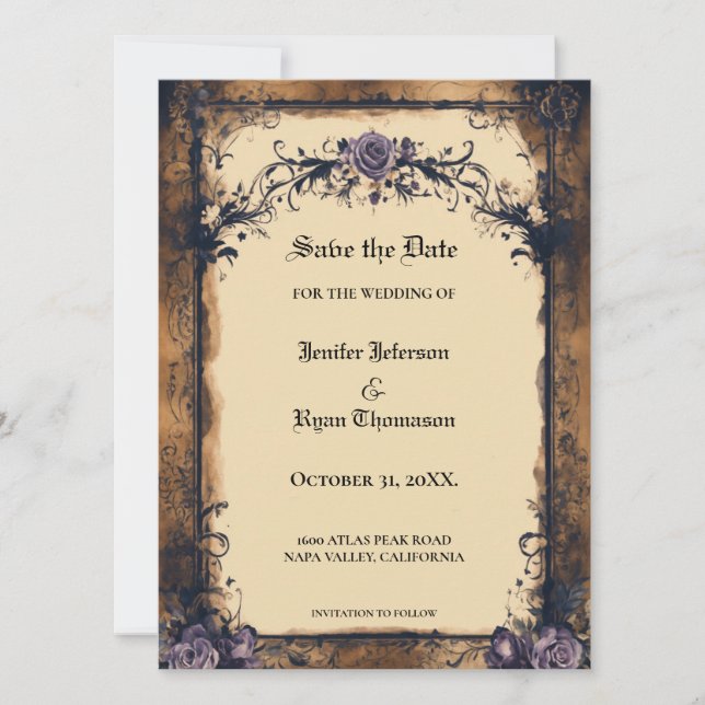 Elegant gothic halloween save the date Invitation (Front)