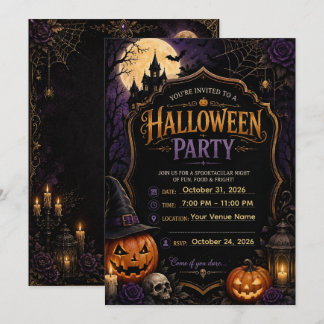🎃 Elegant Gothic Halloween Soirée Invitation |