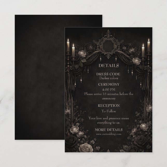 Elegant gothic halloween wedding enclosure card (Front/Back)