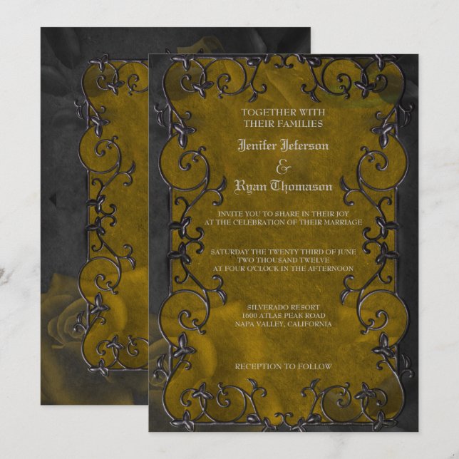 Elegant gothic halloween wedding Invitation (Front/Back)