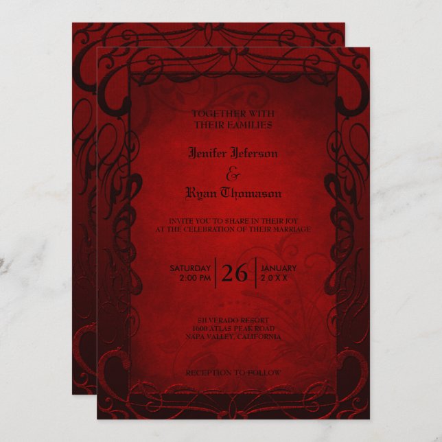 Elegant gothic halloween wedding Invitation (Front/Back)