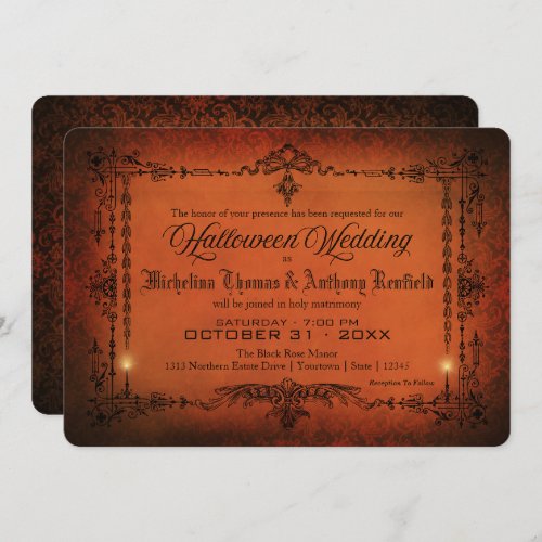 Elegant Gothic Halloween Wedding Invitation
