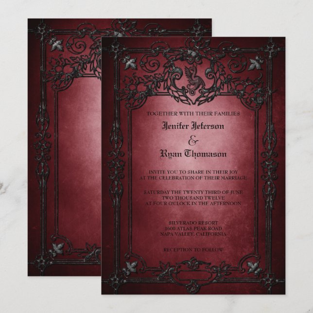 Elegant gothic halloween wedding Invitation (Front/Back)