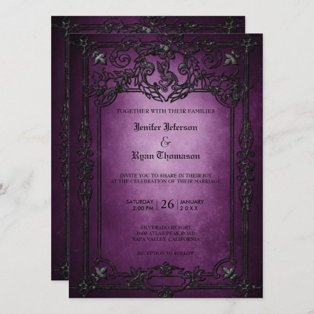 Elegant gothic halloween wedding Invitation (Front/Back)