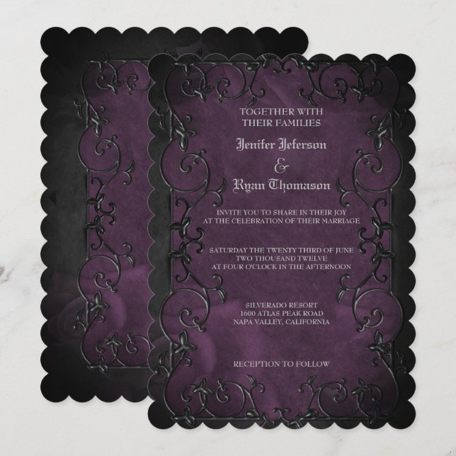 Elegant gothic halloween wedding Invitation (Front/Back)