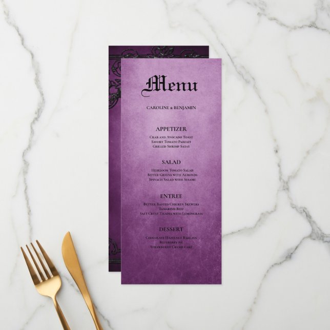Elegant gothic halloween Wedding Menu (Front/Back In Situ)