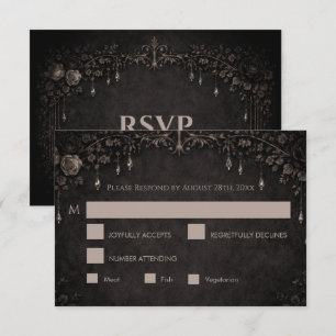 Elegant gothic halloween Wedding RSVP Card