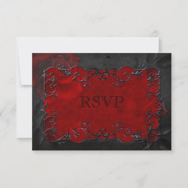 Elegant gothic halloween Wedding RSVP Card (Back)
