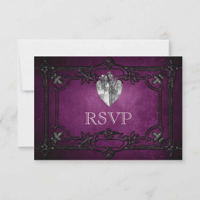 Elegant gothic halloween Wedding RSVP Card (Back)