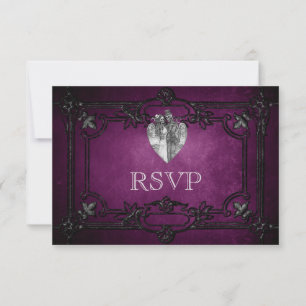 Elegant gothic halloween Wedding RSVP Card