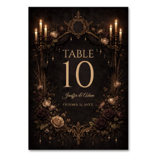 Elegant Gothic Halloween Wedding Table number