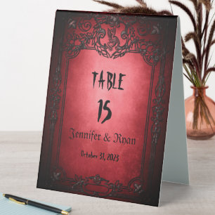 Elegant Gothic Halloween Wedding Table Tent
