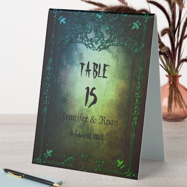 Elegant Gothic Halloween Wedding Table Tent (In SItu (Table))