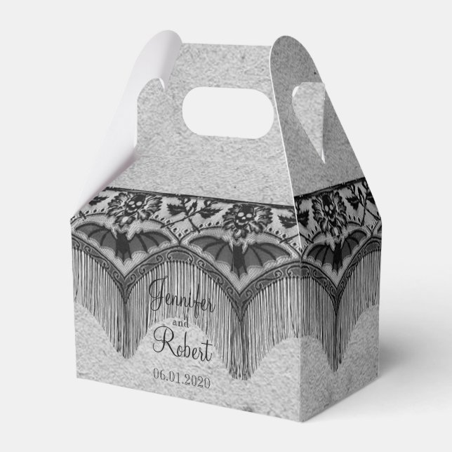 Elegant Gothic Lace Posh Wedding Favor Box (Front Side)