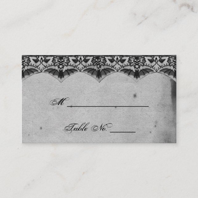 Elegant Gothic Lace Posh Wedding Place Cards (Front)