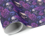Elegant Gothic Macabre Skulls & Roses Wedding Wrapping Paper<br><div class="desc">Transform your wedding gift-giving into an extraordinary experience with our Elegant Gothic Macabre Skulls & Roses Wedding Gift Wrap. This exquisite gift wrapping paper captures the allure of gothic elegance, making your presents truly unforgettable. The pattern features a mesmerizing combination of purple and violet roses intertwined with intricately designed skull...</div>