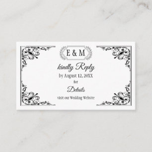 Elegant Gothic Monogram QR Code RSVP  Enclosure Card
