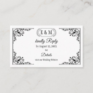 Elegant Gothic Monogram QR Code RSVP  Enclosure Card