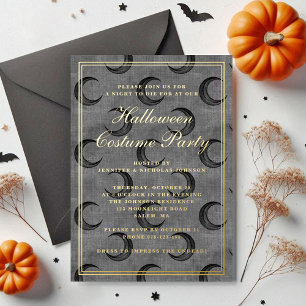 Elegant Gothic Moon Halloween Costume Party Foil Invitation